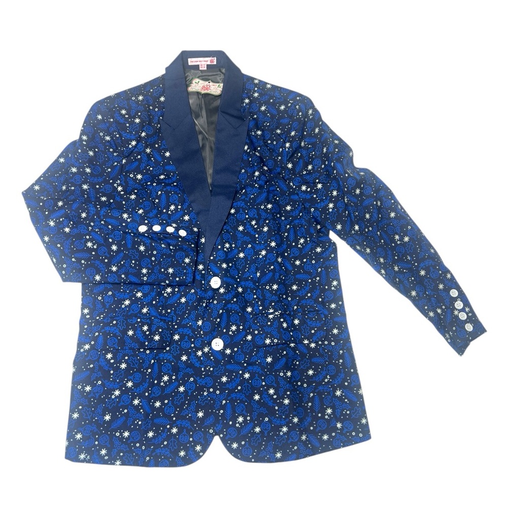 Ugly Christmas Festive Ornament Blue Blazer Jacket.